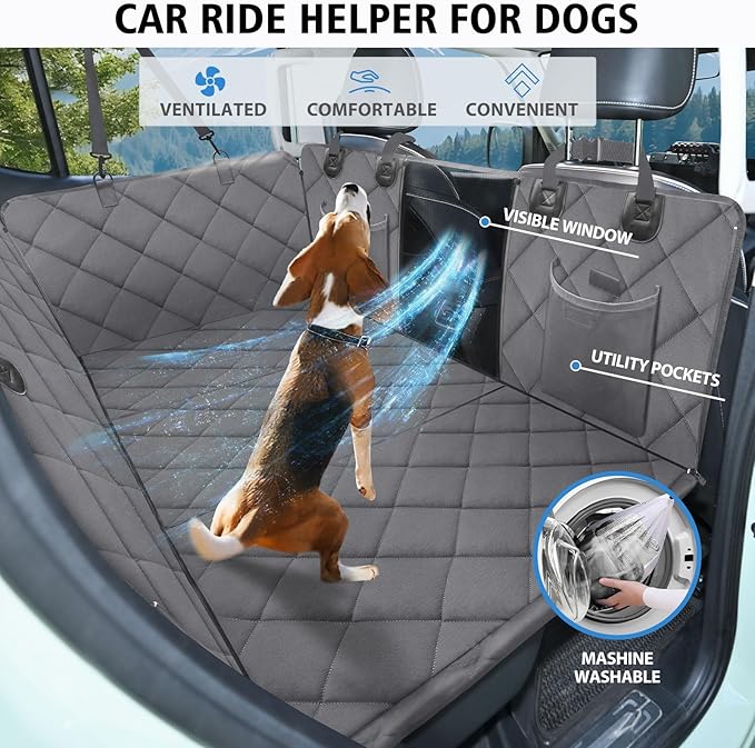 Back Seat Extender for Dogs, Hard Bottom Dog Car Seat Cover for Back Seat, Waterproof Dog Hammock for Car, Durable Platform Pet Rear Seat Travel Bed Protector for Car,SUV, Truck