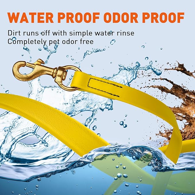 Viper K9 Biothane Working Dog Leash Waterproof Lead for Tracking Training Schutzhund Dog Sport & Search - Odor-Proof Long Line with Solid Brass Snap for Puppy Medium and Large 5/8" x 10ft Lemon Yellow