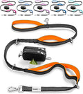 No Pull Dog Leash for Large Dogs – 6ft Highly Reflective Bungee, Heavy Duty Leash for Large Dogs, 4 Padded Handles, Strong Carabiner Clip & Rings, Includes Poop Bag Holder & Treat Pouch (Orange)