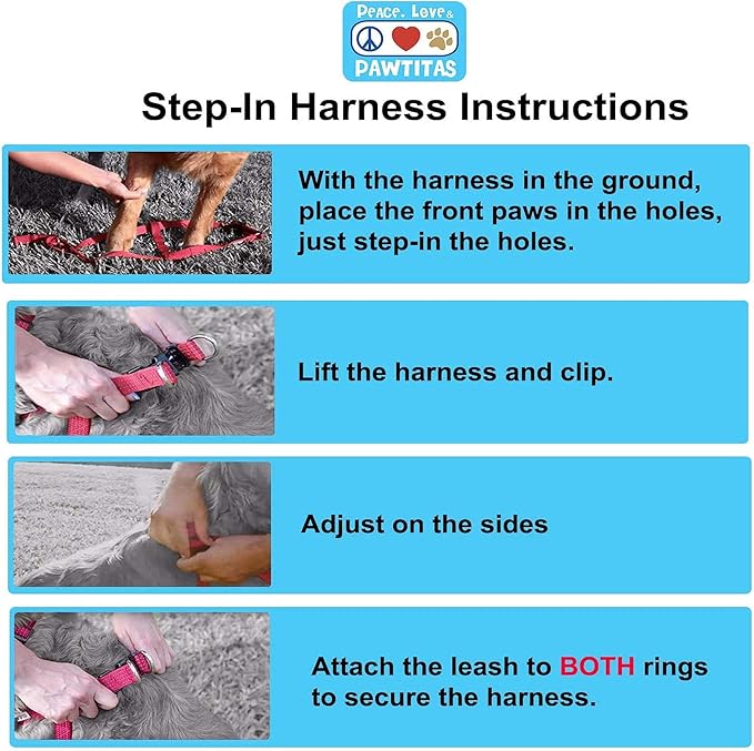 Pawtitas Reflective Step-in Dog Harness – Adjustable No-Pull Vest for Puppies to Seniors, Safe & Comfortable, M Pink