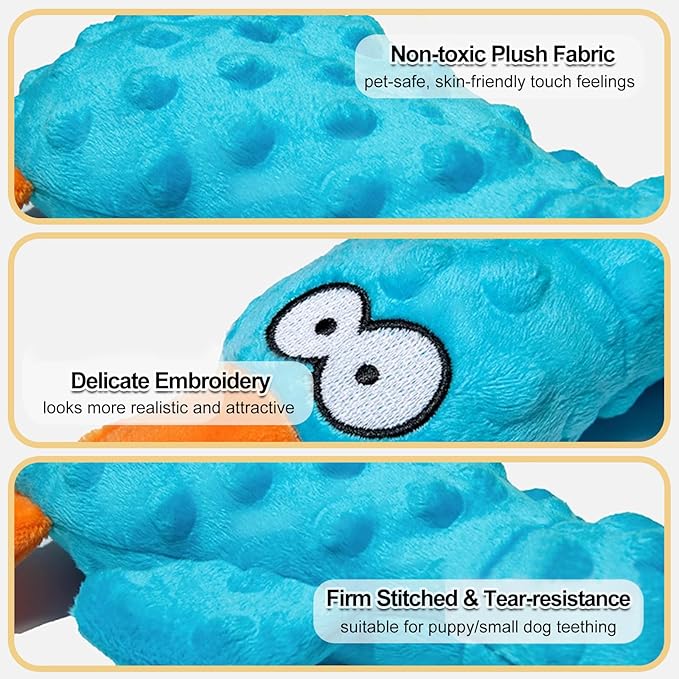 Adpartner Plush Crinkle Dog Toys, 2 Pack Dog Toy Duck Stuffed Squeaky Dog Toys for Small Medium Breeds to Keep Them Busy, Interactive Dog Squeaky Toy for Puppy Training and Reduce Boredom