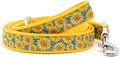 THE WORTHY DOG Stylish Sunflowers Patterned Leash for Dogs, Solid Nickel Plated - Blue/Yellow, Small