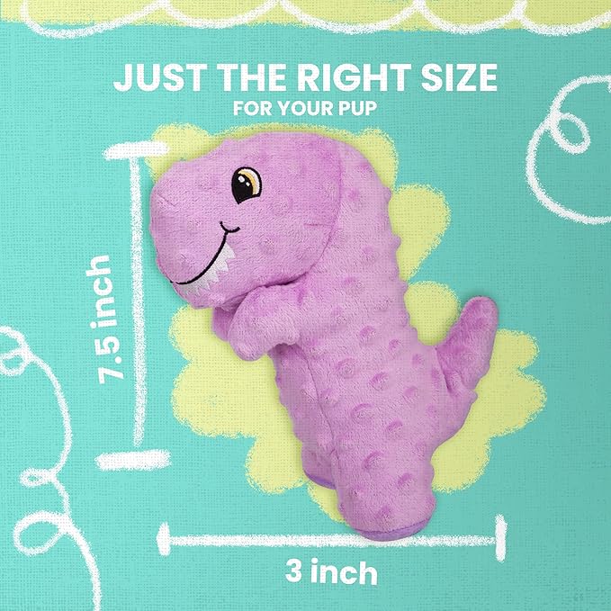 Snugarooz Toby The T-Rex Plush Dog Toy with Repair Patch - Soft & Durable Chew Toy - Perfect for Small to Medium Dogs - Fun for Playtime & Cuddling