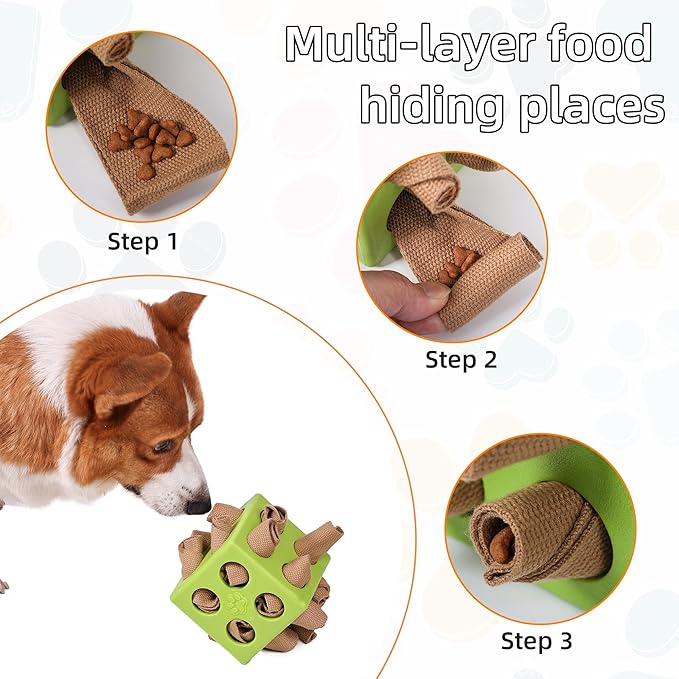 Fossa Upgraded Snuffle Toys for Dogs, Interactive Dog Enrichment Puzzle Toy Encourage Natural Food Foraging Skill, Resistant Rope to Hide Treat for Aggressive Puppy, Small Medium Large Dog