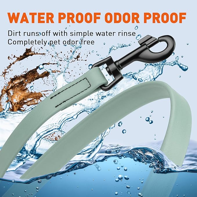 Dogline Biothane Waterproof Dog Leash Strong Coated Nylon Webbing with Black Hardware Odor-Proof Easy to Clean High Performance for Small or Large Dogs Made in USA 2 ft Lead, Sage Green