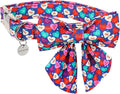 DOGWONG Valentine's Dog Collar with Saolor Bowtie, Blue Heart Bowtie Dog Collar, Adjustable Durable Pink Heart Dog Collar Cute Dog Collar for Small Medium Dogs