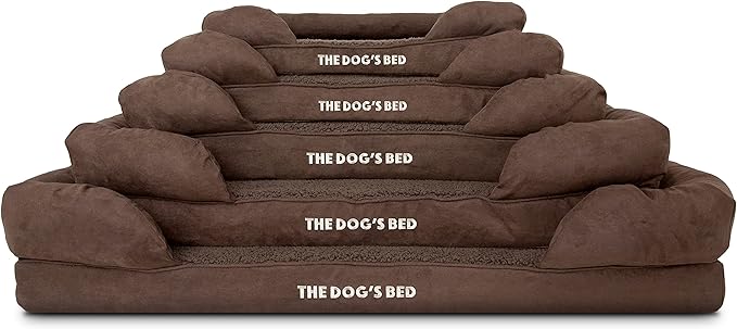 The Dog’s Bed Orthopedic Memory Foam Dog Bed with Bolsters,Plush Fabric, Brown Plush, Small