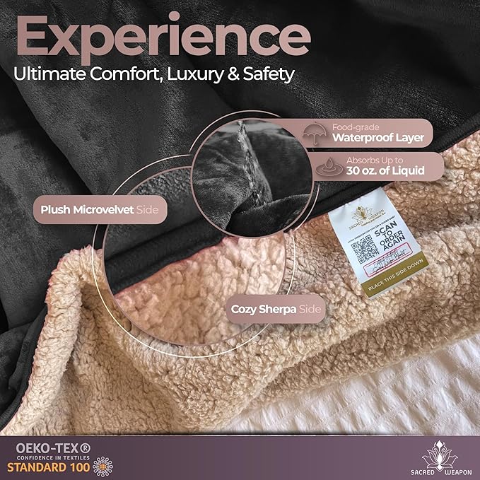 Sacred Weapon Waterproof Blanket – Bed Blanket for Cozy Moments – Bed Blankets Soft & Hypoallergenic – Leakproof & Cooling for Beds, Couch & Pet Use – Large Size 80"x80"