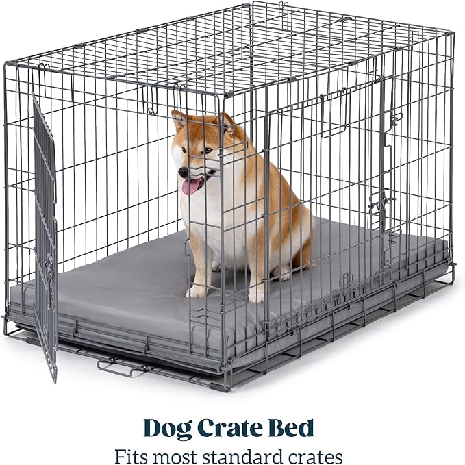Cybarmour Chew Proof Dog Bed - Orthopedic Indestructible Dog Crate Pad - Outdoor Waterproof Kennel Mat for Aggressive Chewers - Large Breeds & Fits 42-Inch Crate - 41"x27", Limestone