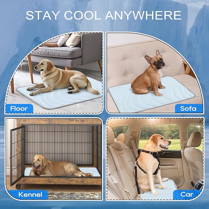 Cozyide Dog Cooling Mat, Large Cooling Mat for Dogs, Reversible Pad for Pet, 36" L x 23" W,Blue