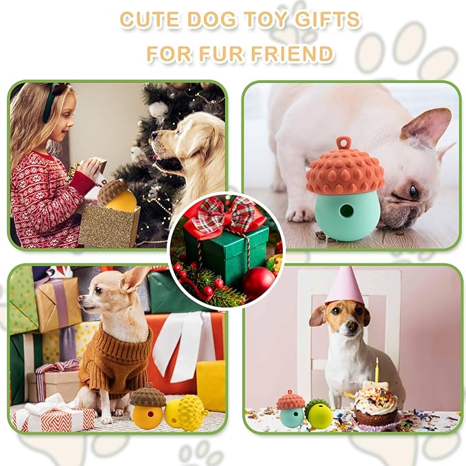Acorn Dog Puzzle Toy, Treat Dispensing Dog Toys for Moderate Chewers, Interactive Dog Toys for Small Dogs, Puppy Teething Toys to Keep Them Busy, Gifts for Dog, Brown