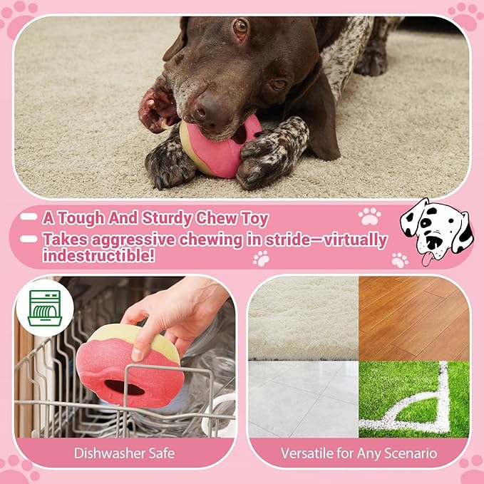Dog Toys for Aggressive Chewers, Dog Enrichment Toys, Anxiety Relief for Dogs Toy, Indestructible Frozen Treat Toy for Large Dogs Peanut Butter Frozen Treats Reduces Anxiety, Donut