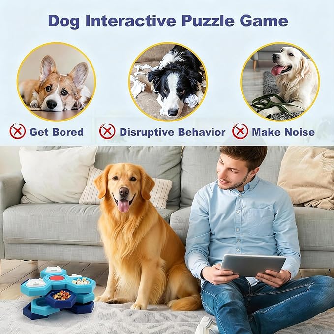 Dog Slow Feeder - Interactive Dog Food Puzzle Toy, Treat Maze Game for Dogs & Cats, Mental Stimulation & Boredom Relief, Adjustable Difficulty Pet Enrichment Toy (Four Layers)