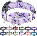 Martingale Collar for Dogs Floral Dog Collars for Small Medium Large Dogs with Buckle Adjustable Soft Nylon Dog Collar (Purple Lily, Large)