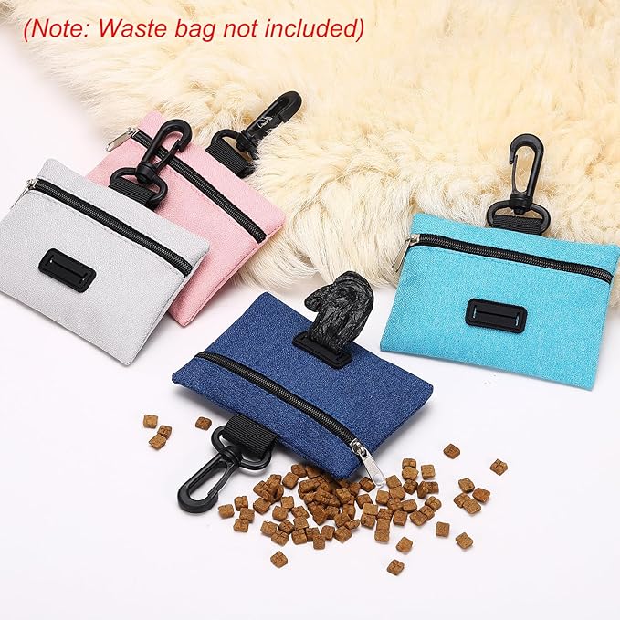 Dog Poop Bag Holder, Pet Waste Bag Dispenser Dog Treat Pouch with Clip Oxford Cloth Portable Reusable Easy Cleanup(2Pcs, Dark Green), Intended for Outdoor/Travel/Walking
