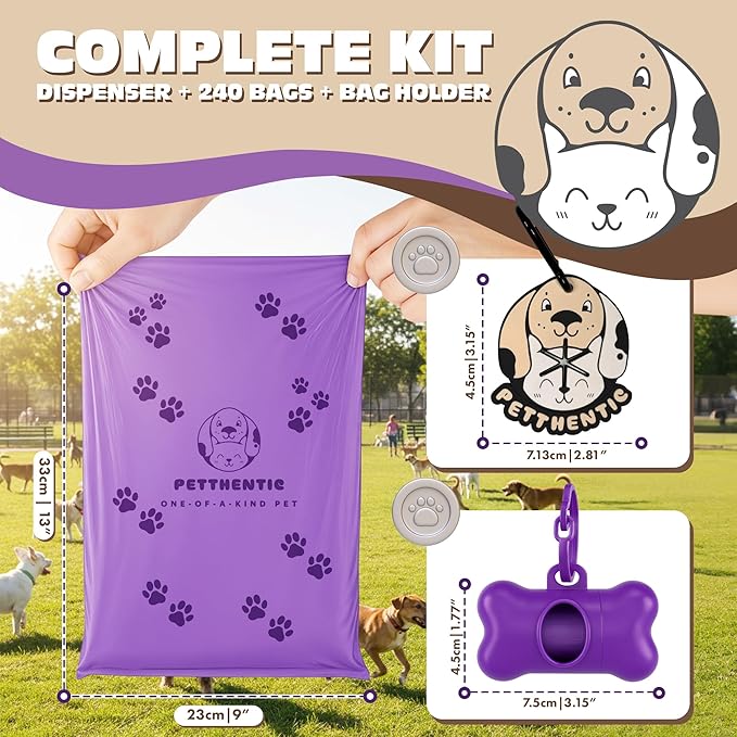 Poop Bags For Dogs with Dispenser & Holder 240 Count – Scented, Extra Thick Leak-Proof & Eco-Friendly Cornstarch Waste Bags for Dogs & Cats. Includes Poop Bag Clip. biodegradable dog poop bags.