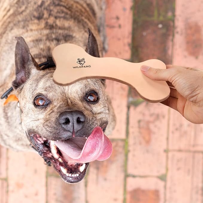Wildfang® Leather Dog Toy, Large – Soft Dog Chew Toys for Gentle Chewers, Puppies, Senior or Older Dogs with Sensitive Teeth – Non-Toxic, Stuffless, 5mm Leather Bone for Dogs Over 33 lbs, Pack of 1