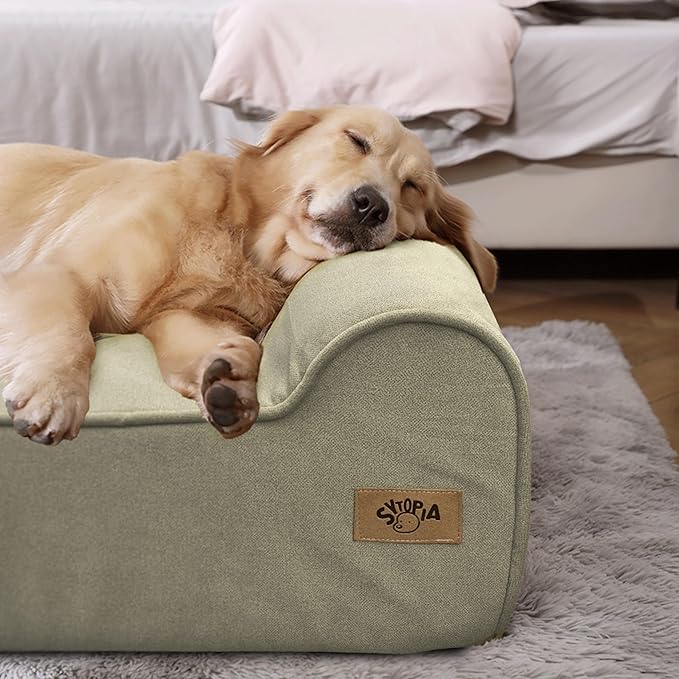 Sytopia XXL 35D Memory Foam Dog Bed for Extra Large Dogs – 7" Thick Orthopedic Pet Couch for Seniors and Big Breeds up to 150 Pounds, with Water-Resistant Liner & Washable Cover – Beige