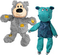 KONG XL 2 Pack - Soft Plush Dog Toy for Large Breeds - Durable, Cuddly & Squeaky - Perfect for Play & Comfort (Bear/Hippo)