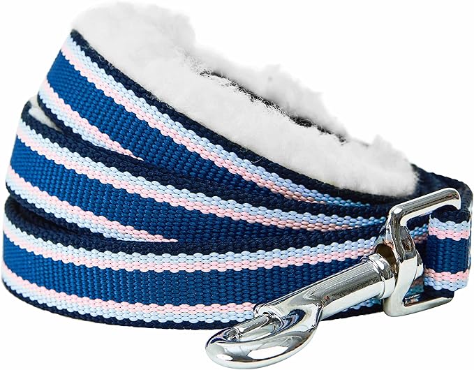 Blueberry Pet Multi-Colored Stripe Fleece Padded Dog Leash with Soft & Comfortable Handle, 5 ft x 3/4", Blue, Medium, Leashes for Dogs