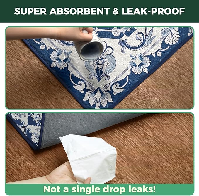FXW Washable Pee Pads for Dogs, Puppy Pads with Super Absorbent, Specifically Designed for FXW Rollick/Homeplus 24inch 6 Panels Dog Playpen, 39" x 63" Rectangle, Mandala Blue, 1 Pack