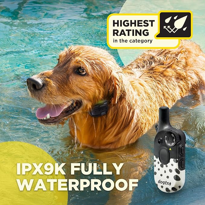 Dogtra 200iQ Remote Training E Collar – 100 Levels, Tone, Vibration, 1/2 Mile Range – Compact, Waterproof, One-Handed Control for Dogs 10 lbs+ – Lightweight Design for Daily Training – Modern Dots