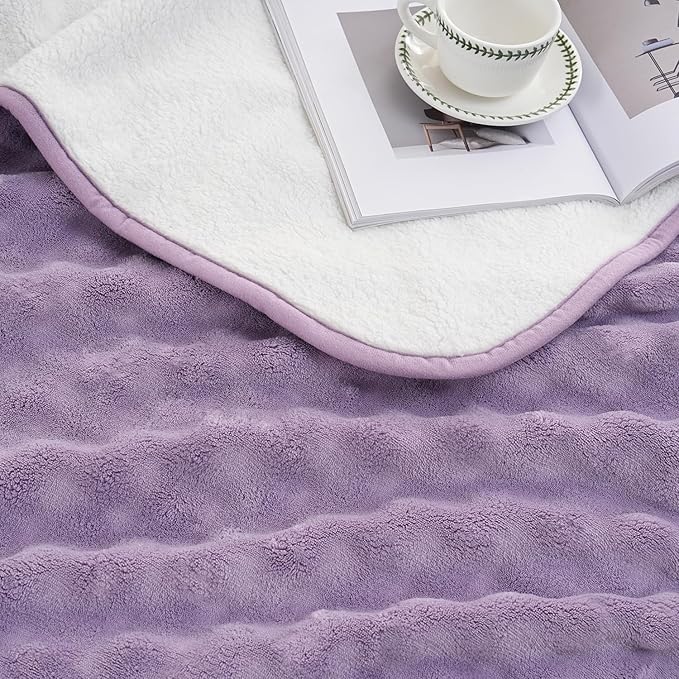 Waterproof Blanket for Bed Couch Sofa Car, Soft Leakproof Dog Blanket with 3D Bubble Pattern, Reversible Water Proof Pet Blankets for Dogs Cats Puppies (50"x60", Dusty Purple)