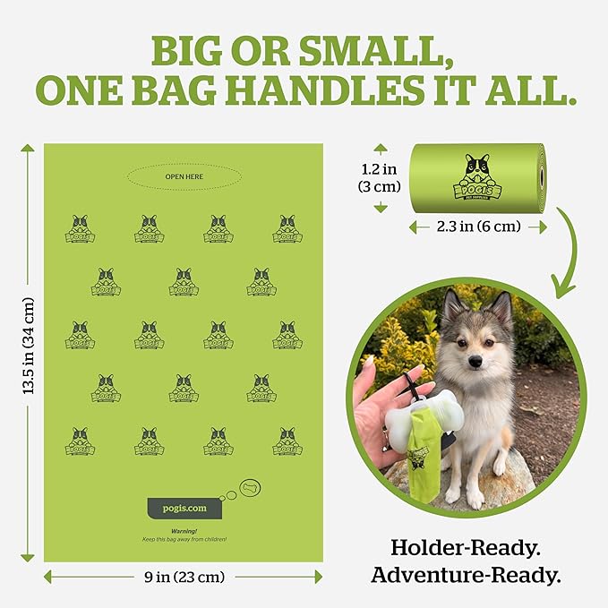 Pogi’s Dog Poop Bags – Leak-Proof & Extra Thick Pet Waste Bags (Unscented, 60 Rolls, 900-Count)