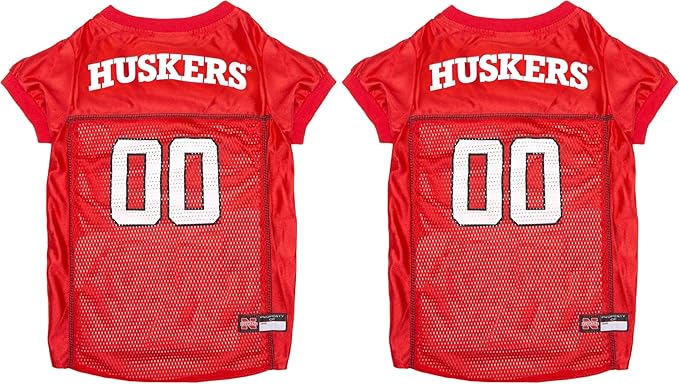 NCAA College Nebraska Huskers Mesh Jersey for Dogs & Cats, Large. Licensed Big Dog Jersey with Your Favorite Football/Basketball College Team (Pack of 2)