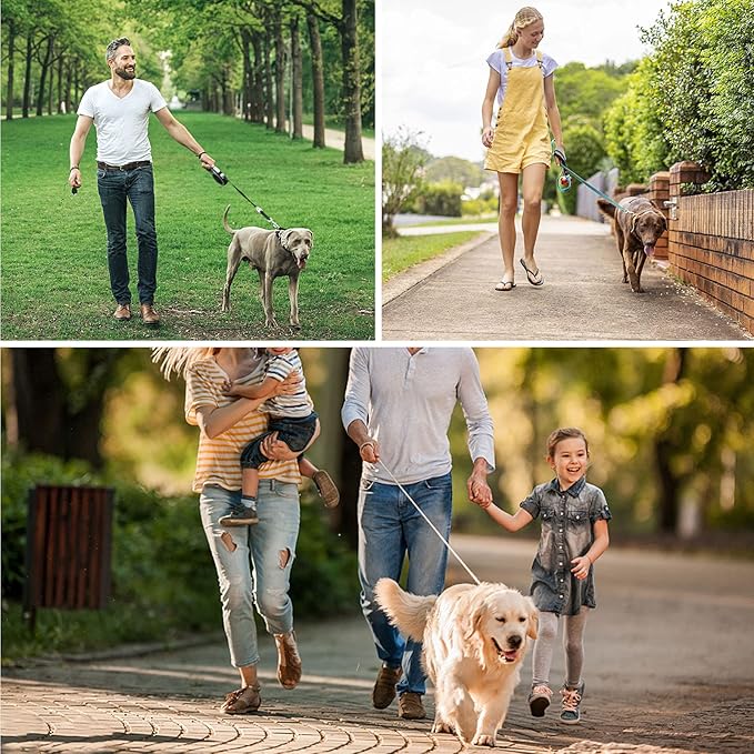 Long Dog Leash 30 FT: Heavy Duty Rope Leashes for Dogs Training with Swivel Lockable Hook Reflective Threads Bungee and Padded Handle - Dog Lead for Large Small Medium Dogs Outside Walking Hiking Blue