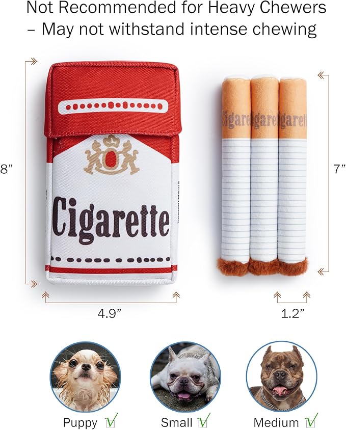 Nocciola 3 Packs Giggle Puff Stick Toys with a Box, Funny Interactive Giggle Sound Plush Dog Toys, Pitbull Husky Frenchie No Stuffing Puppy Toys for Small to Medium Breed, Dog Accessories Boy Gift