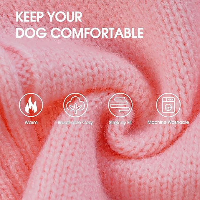 IECOii XL Dog Sweater,Winter Doggy Clothes for Large Dogs Girl Boy,Warm Pullover Soft Dog Sweater Turtleneck,Lightweight & Good Stretch for Active Dogs Like Beagle,Border Collie (Pink,XLarge)