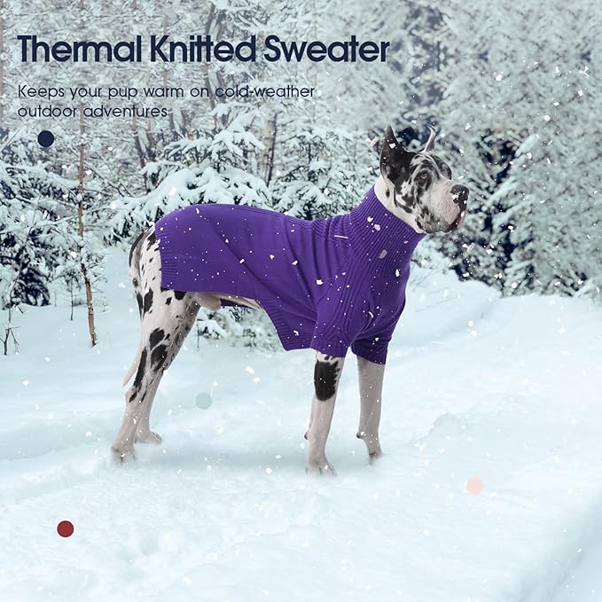 IECOii XXXL Dog Sweater,Warm Dog Sweaters for Extra Large Dogs Girl Boy,Stretchy & Cozy,Turtleneck Knitted Pullover for Pet Wear On Holiday,Easy On Doggy Sweatshirt for Labrador (Purple,XXXL)
