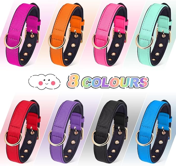Didog Soft Padded Dog Collars for Small Dogs, Lightweight and Breathable Dog Collar with Metal Buckle for Puppy, Orange, S