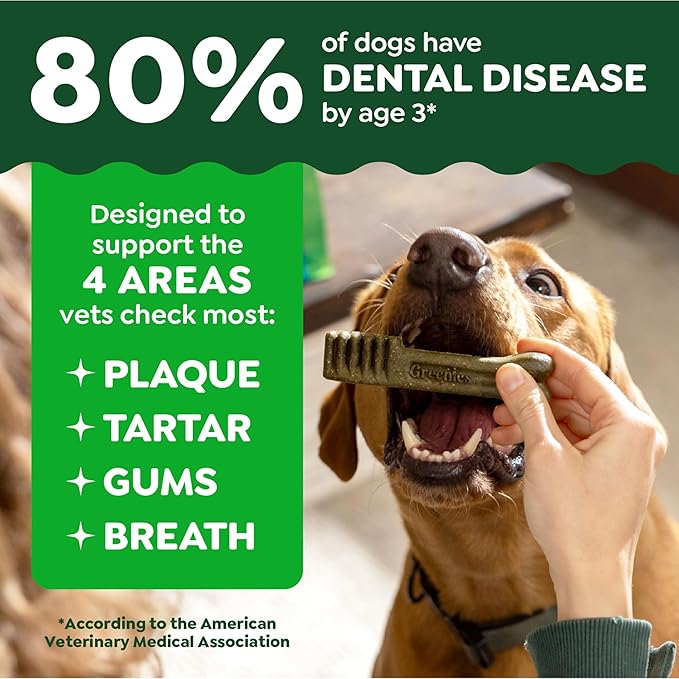 Greenies Veterinarian-Recommended Adult Natural Dental Dog Treats Regular Size, Dog Dental Chews, Original Flavor, 3 oz. Pack, 3 Count
