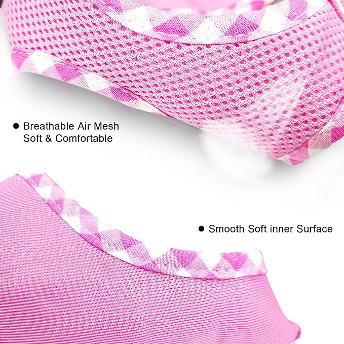 SuperBuddy Upgraded Soft Mesh Dog Harness, Super Breathable Lightweight Pet Harnesses for Puppy Dogs Outdoor Walking, Pink Dog Harness -Small