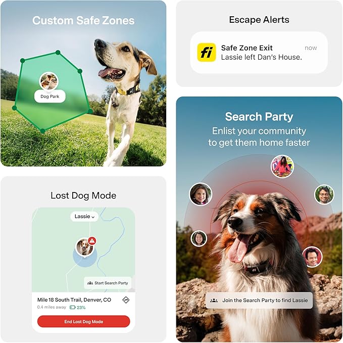 New Fi Series 3+ Smart Dog Tracker Collar [12 Month Membership Included] GPS Tracker for Dogs with Health & Behavior Monitoring, Escape Alerts, Waterproof, LED, Apple Watch Compatible (Blue, Medium)