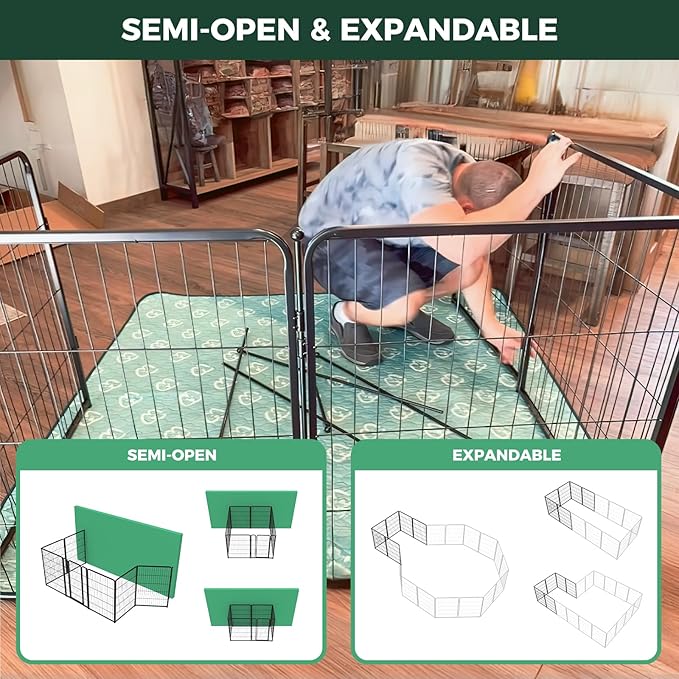 FXW Homeplus Unleashed Indoor Dog Playpen - Stress-Free and Safe Play, Heavy Duty 40 Inch 12 Panels Dog Pen for Medium and Large Dogs, Black│Patented