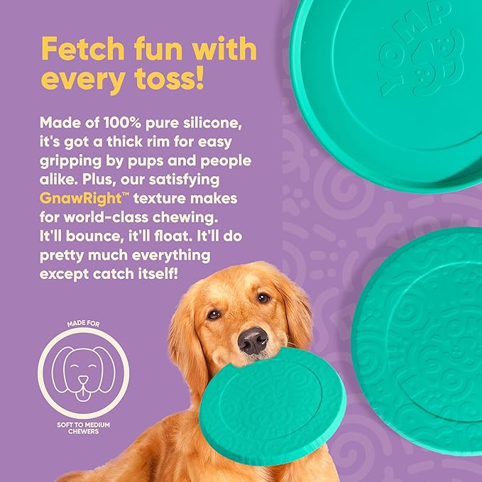 Yomp FetchFlyer Dog Frisbee – Interactive Flying Disc Toy for Soft and Medium Chewers - Outdoor Fetch Toy for Dogs – Made from Pet-Safe, Non-Toxic Silicone