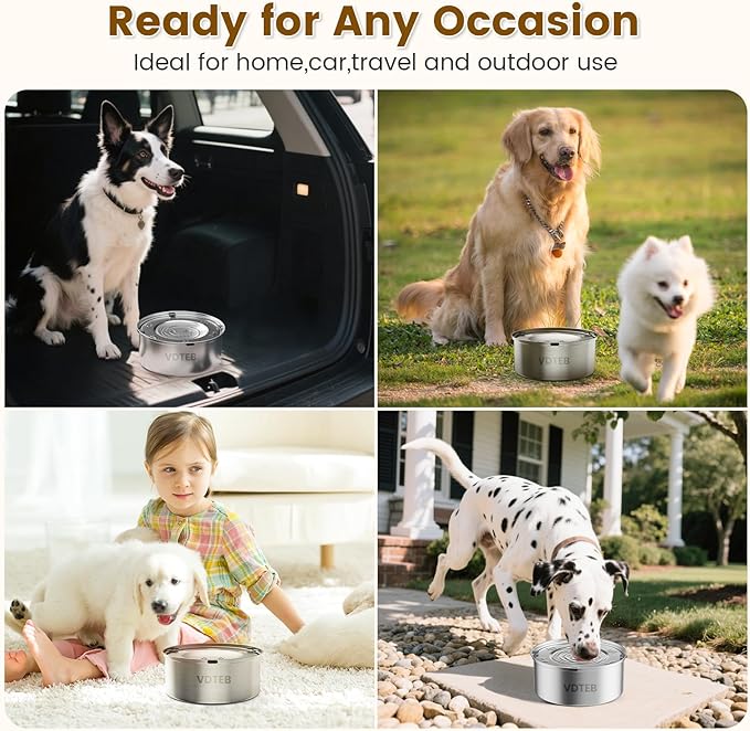 Dog Water Bowl 3L/101oz Stainless Steel No Spill Water Bowl for Dogs Spill Proof Slow Drinking Dog Water Feeder with Anti-Slip for Medium to Large Messy Drinkers