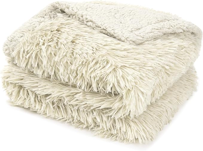 PetAmi Waterproof Dog Blanket for Large Dog, Calming Pet Blanket Bed Couch Cover Protector, Washable Sherpa Faux Fur Throw for Sofa Furniture Protection, Soft Fluffy 60x80 Cream Beige