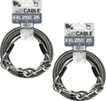 BV Dog Tie Out Cable 25 Feet - Heavy Duty Dog Lead Up to 250 Pounds - Reflective & Rust-Free with Quick Release Swivel Clips & 360° Rotating Clasp - Tangle-Free Dogs Runner for Yard (Grey, Pair)