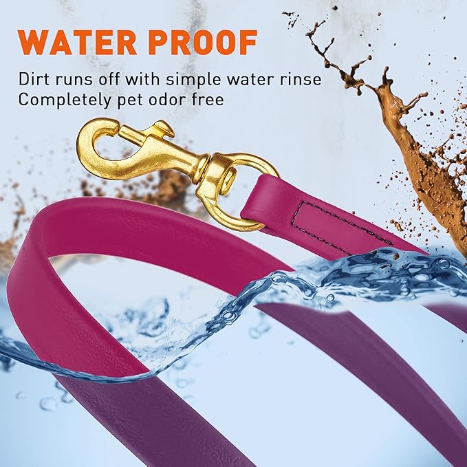 Viper Biothane K9 Working Dog Leash Waterproof Lead for Tracking Training Schutzhund Odor-Proof Long Line with Solid Brass Snap for Puppy Medium and Large Dogs, 10ft Magenta Pink