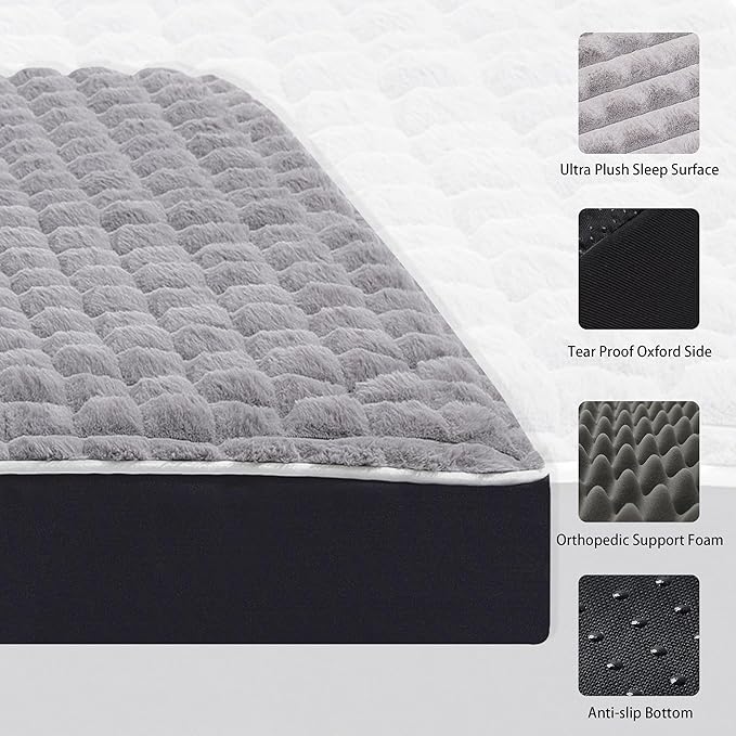 Dog Bed, Waterproof Orthopedic Dog Beds for Large/Medium/Small Dogs, Dog Crate Pad with Removable Washable Pet Mat Cover, Non-Slip Bottom (L(36''x27''x3''), Grey Side