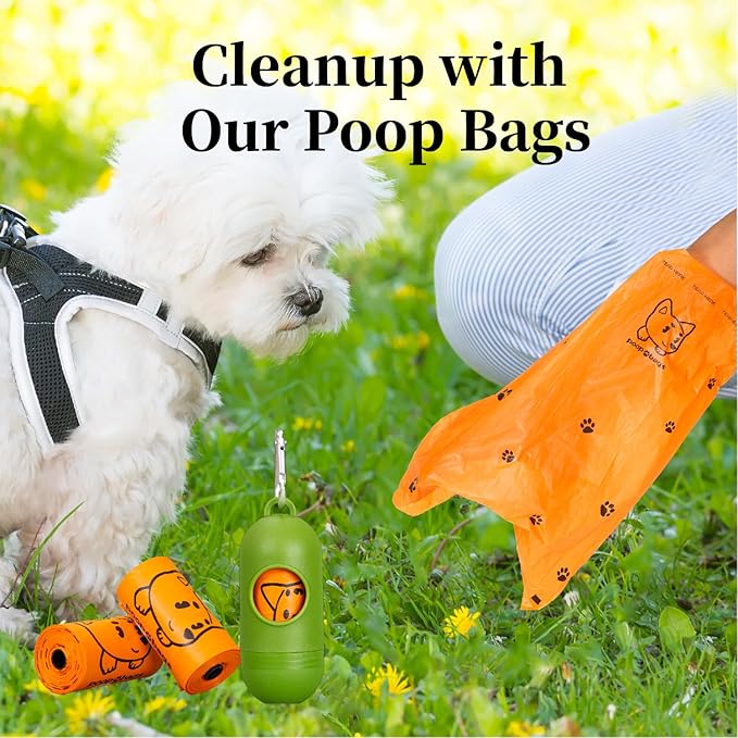 870 Counts Dog Poop Bags Rolls with Dispenser & Leash Clip, Scented Poop Bags for Dogs Waste, Extra Thick & Leak Proof for Poop Doggie Puppy Pet Waste, 9" x 13", Orange