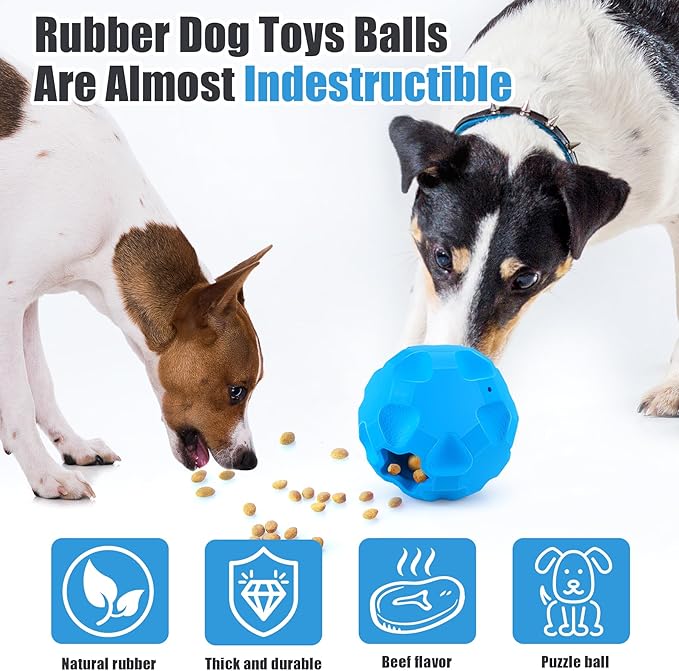 Treat Dispensing Dog Toys for Aggressive Chewers Large Breed, Rubber Balls for Dogs, Cognitive Dog Toys to Keep Them Busy, Dog Treat Toy Ball