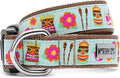 THE WORTHY DOG Collar for Small Dogs, Adjusts 9-15 inches, Durable Nylon Webbing, Quick Release Buckle, Tiki Time Pattern, Blue, Small