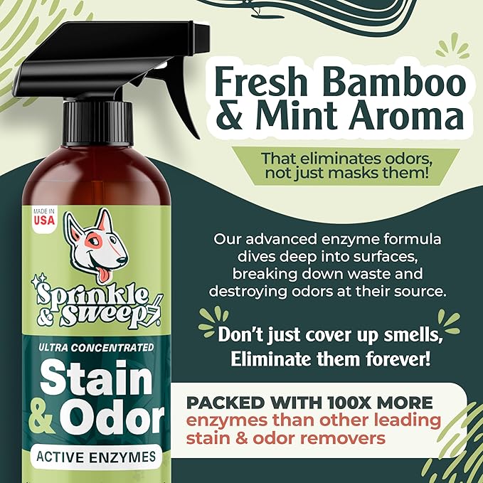 Urine Destroyer Enzyme Cleaner Spray | Cat & Dog Urine Stain and Odor Eliminator | Enzymatic Carpet Cleaner for Pets | Cat Pee Enzyme Cleaner (24oz)