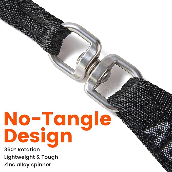 HOWGO Double Dog Leash, No Tangle 360° Swivel, Adjustable Two Padded Handles, Double Clip Dog Leash Coupler Splitter for 30~150 lbs Large and Medium Breeds (Black, 4/5'' x 4.8 FT, Std)