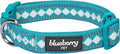 Blueberry Pet 3 Colors 3M Reflective Jacquard Neoprene Padded Adjustable Dog Collar, Peacock